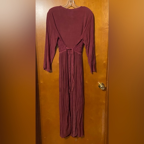 Boho Vintage Burgundy Maxi Dress - 36 inch length from waist to hem. 80s vintage - Picture 9 of 13